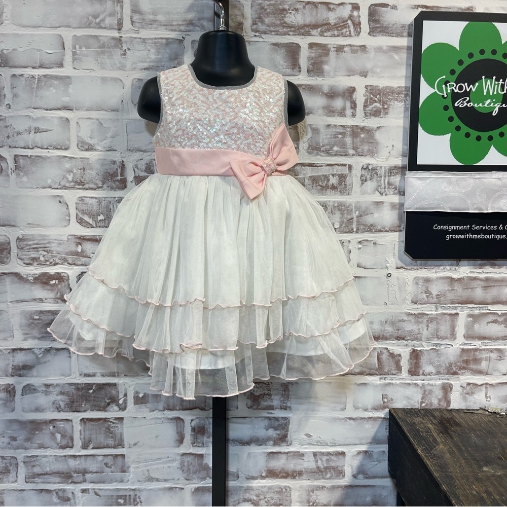 Jona Michelle Pink and White Layered Dress 2T